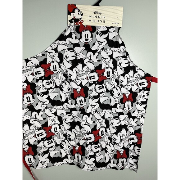 Set Of 2 NWT Disney Minnie‎ & Mickey Mouse Apron White Black Red Tie Holiday - Picture 2 of 6